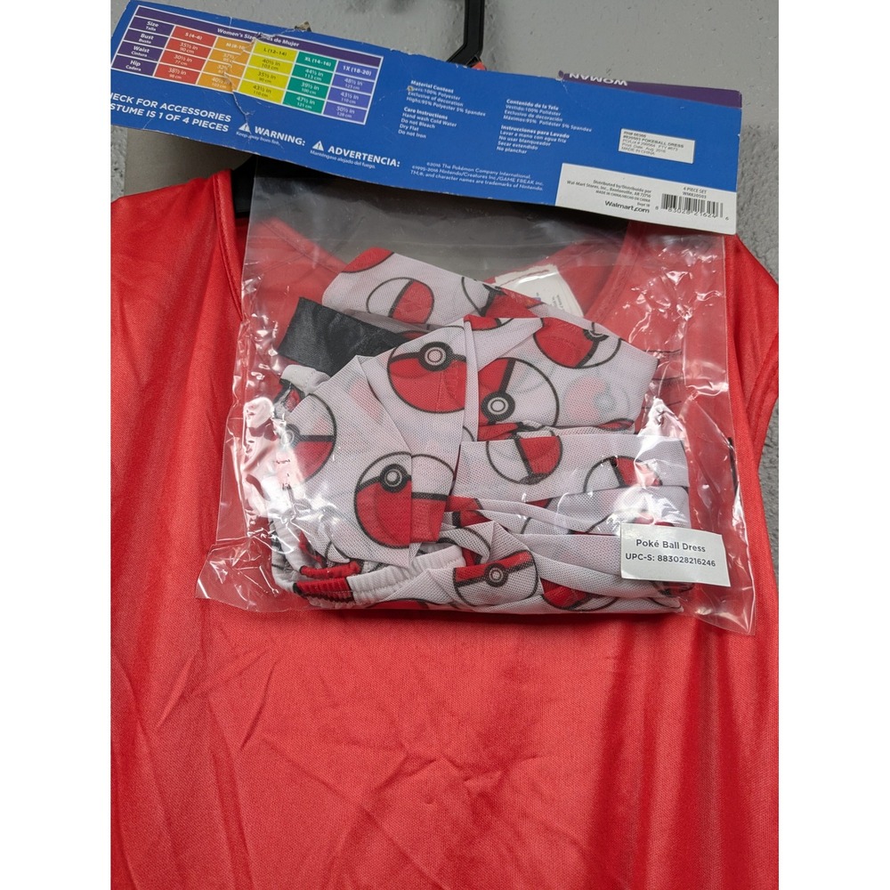 Pokemon Poke Ball Dress 4 Piece Costume Set Red White Women Small 4-6 Rubies - Picture 5 of 9